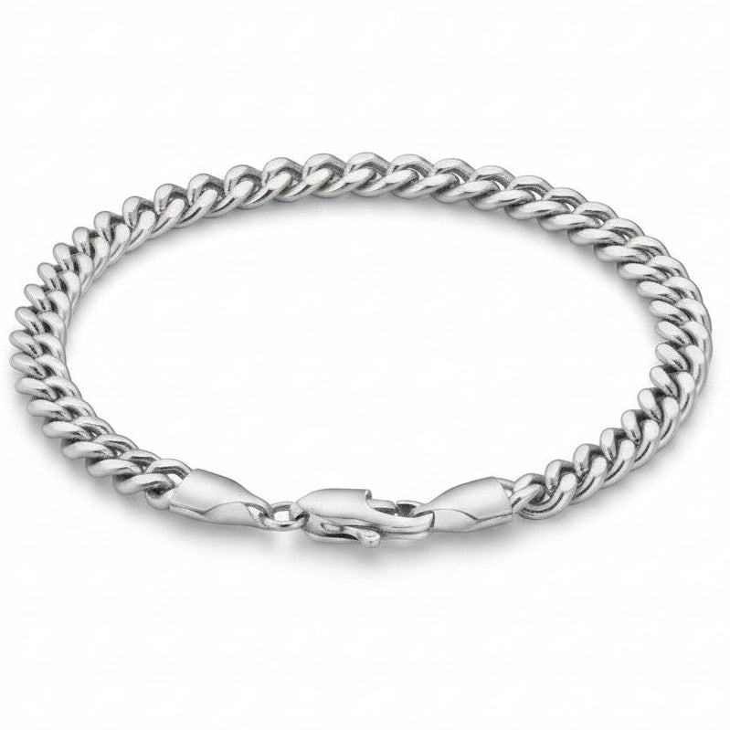 Tyrone 8mm gold Cuban link bracelet made of stainless steel with a polished finish and secure clasp.