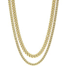 Tyrone Cuban Link Chain Stack: two gold-plated stainless steel chains, 5mm and 3mm, for layered style.
