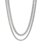 Tyronea gold Cuban link chain stack featuring a 5mm and 3mm chain for layered style. Made from 18K gold bonded stainless steel.