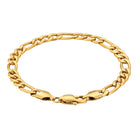 Tyrona 5mm gold plated stainless steel Figaro link bracelet with lobster clasp. Classic chain design.